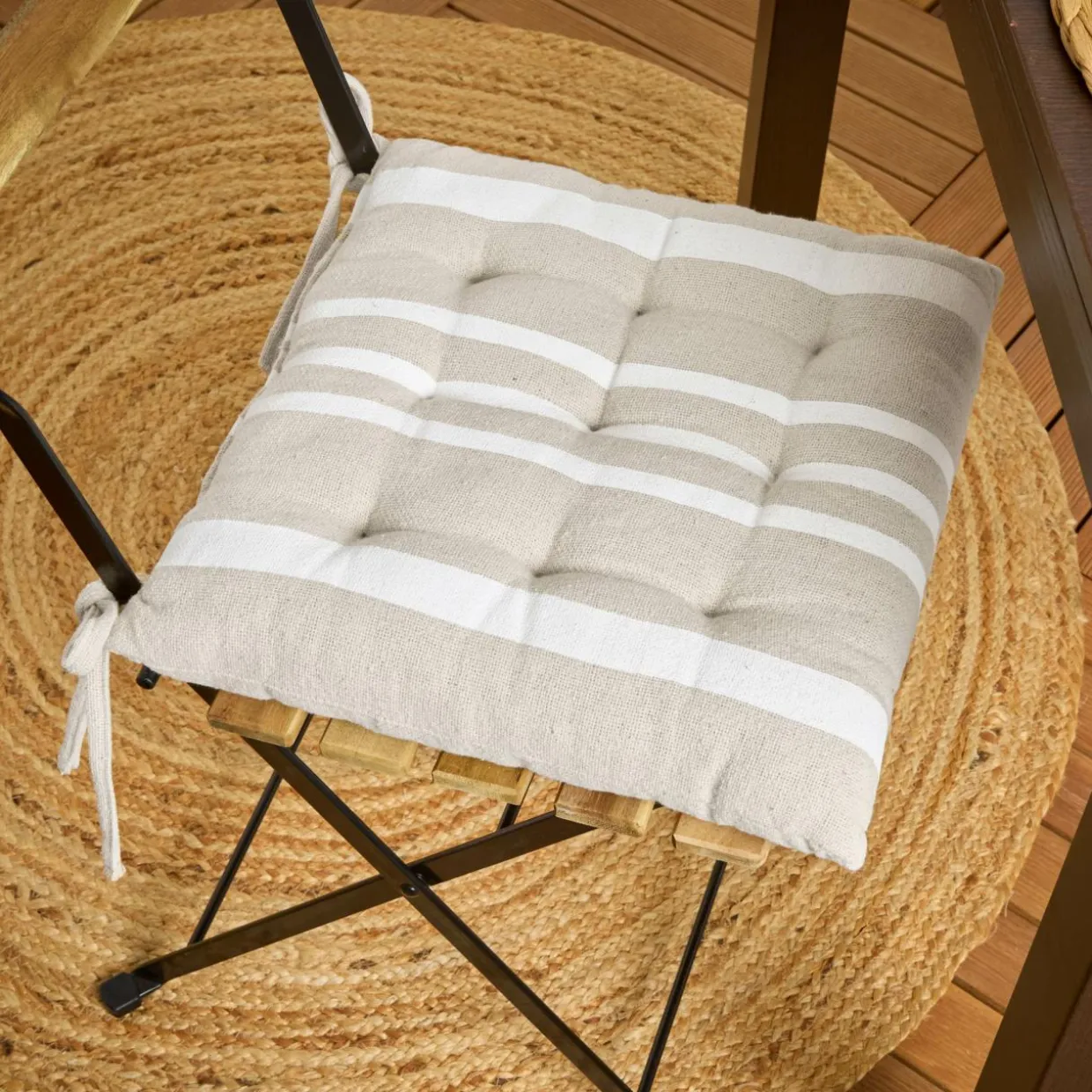 Coussin de chaise extérieur carré (38 x 38 cm) Nautira Ecru