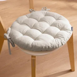 Coussin de chaise rond coton (40 cm) Pixel Beige