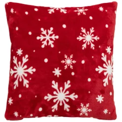 Coussin de Noël carré (40 cm) Flocons de neige Rouge