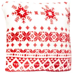 Coussin de Noël carré (40 x 40 cm) Flocons de neige Rouge et blanc