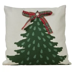Coussin de Noël carré coton (45 x 45 cm) Sapin Tartan Rouge