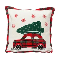 Coussin de Noël carré coton (45 x 45 cm) Christmas Tartan Rouge