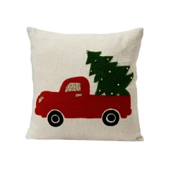 Coussin de Noël carré coton (45 x 45 cm) Joyeuse Camionnette