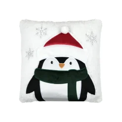Coussin de Noël carré velours (45 x 45 cm) Edgard Pingouin Blanc