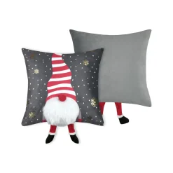 Coussin de Noël carré velours (40 x 40 cm) Edgard lutin Gris