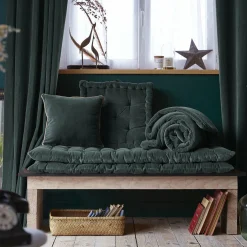 Coussin de sol carré velours de coton (50 x 50 cm) Victor Gris ardoise