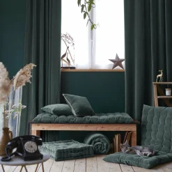 Coussin de sol carré velours de coton (50 x 50 cm) Victor Gris ardoise