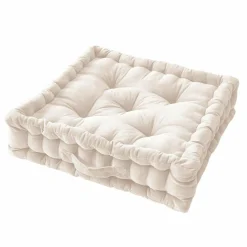 Coussin de sol carré velours de coton (50 x 50 cm) Victor Beige pampa
