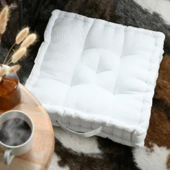 Coussin de sol carré velours (45 x 45 cm) Dandy Ecru