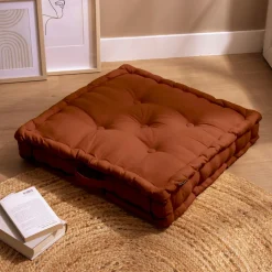 Coussin de sol coton (60 x 60 cm) Pixel Terracotta
