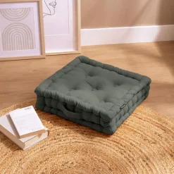 Coussin de sol coton (40 x 40 cm) Pixel Vert kaki