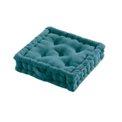 Coussin de sol coton (40 x 40 cm) Pixel Bleu canard