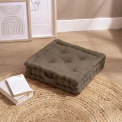 Coussin de sol coton (40 x 40 cm) Pixel Taupe