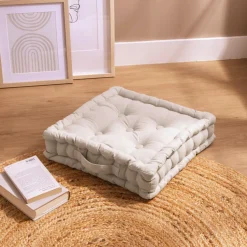 Coussin de sol coton (40 x 40 cm) Pixel Beige
