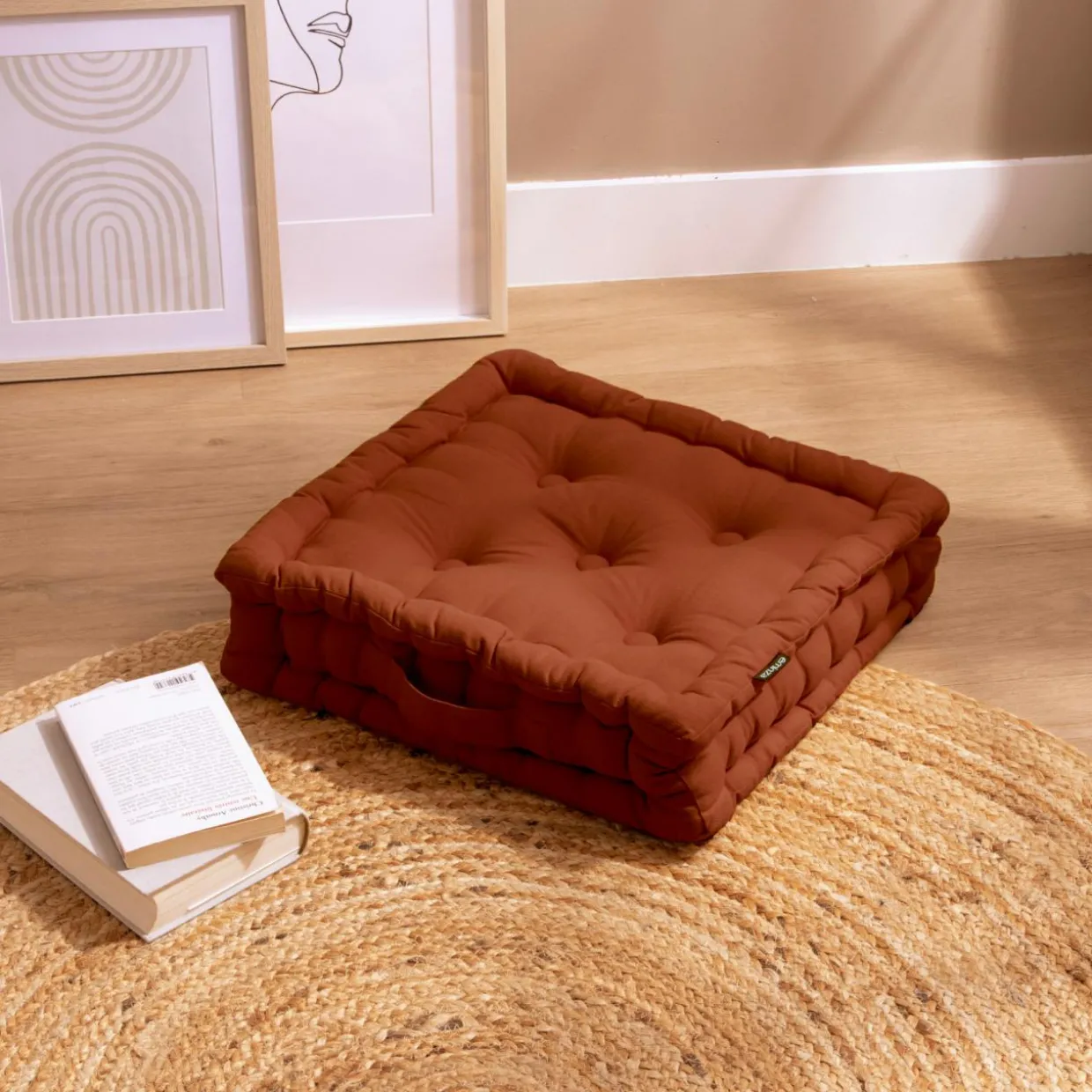 Coussin de sol coton (40 x 40 cm) Pixel Terracotta