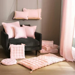 Coussin de sol coton (50 x 50 cm) Pixel Rose poudré