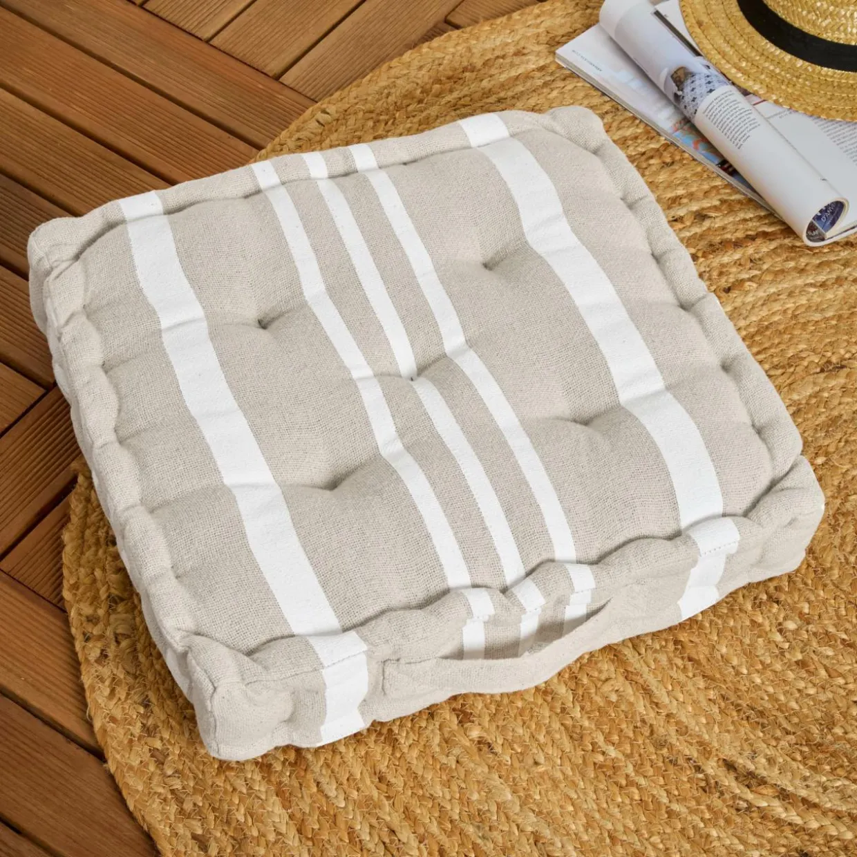 Coussin de sol extérieur (45 x H10 cm) Nautira Ecru