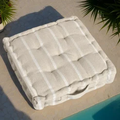 Coussin de sol extérieur toile de coton (45 x 45 cm) Ocealys Blanc