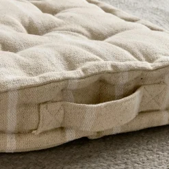 Coussin de sol extérieur toile de coton (45 x 45 cm) Ocealys Blanc