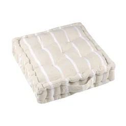 Coussin de sol extérieur toile de coton (45 x 45 cm) Ocealys Blanc