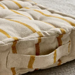 Coussin de sol extérieur toile de coton (45 x 45 cm) Ocealys Jaune moutarde