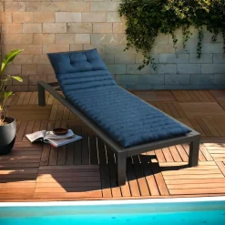 Coussin de transat capitonné (180 x 60 cm) Sunset Bleu nuit