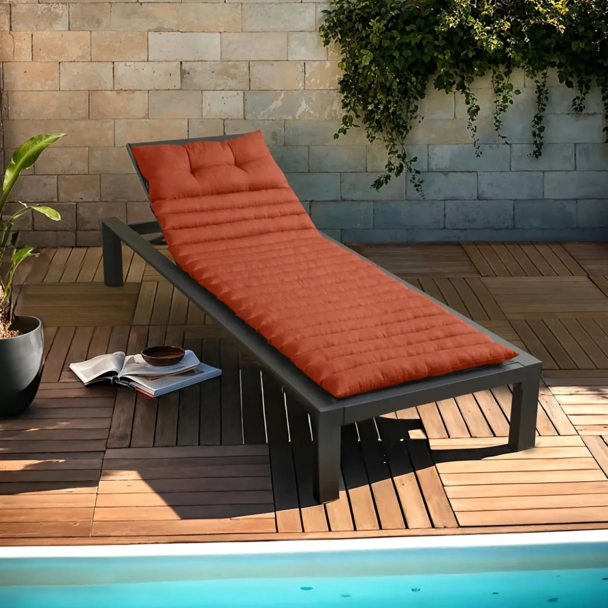 Coussin de transat capitonné (180 x 60 cm) Sunset Terracotta
