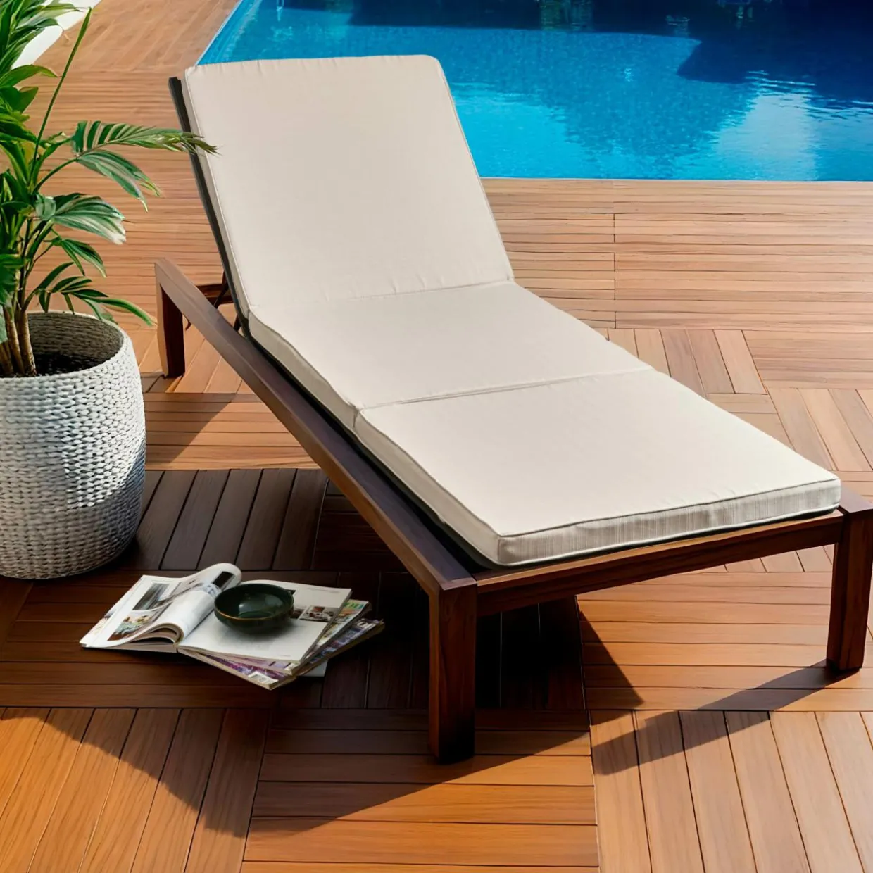 Coussin de transat déhoussable (190 x 60 cm) Sunset Ecru