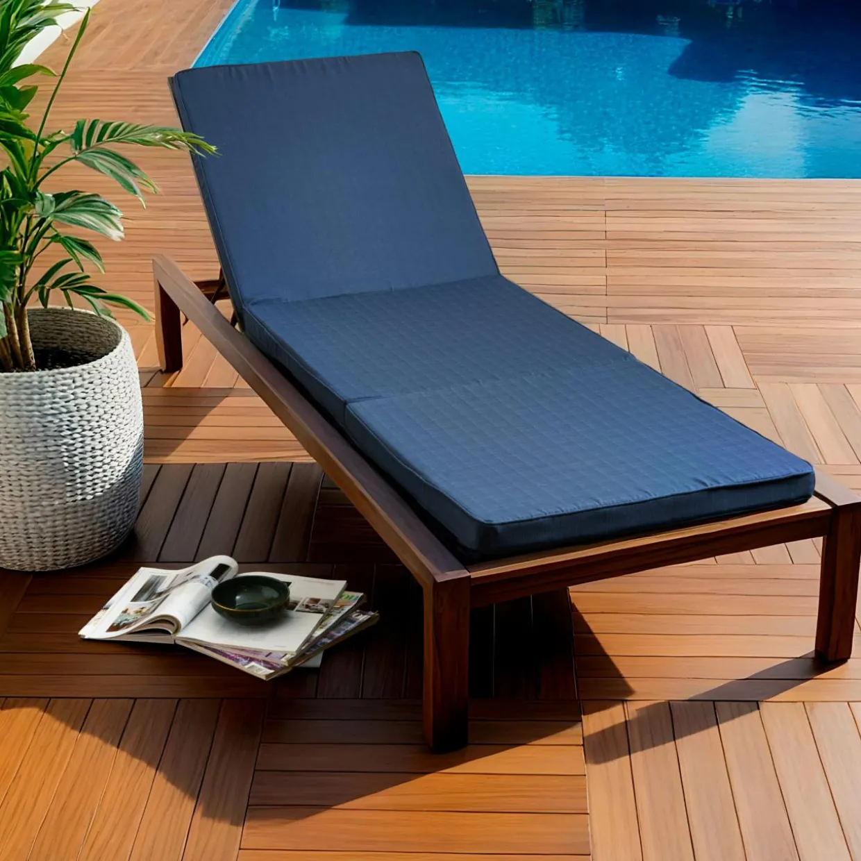 Coussin de transat déhoussable (190 x 60 cm) Sunset Bleu nuit