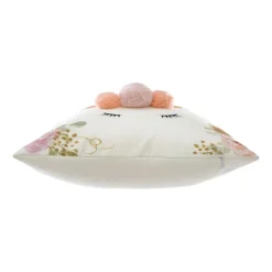Coussin enfant carré (40 x 40 cm) Licorne Pompons Multicolore