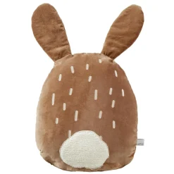 Coussin enfant lapin velours (40 x 45 cm) Pompon Marron