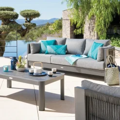 Coussin extérieur carré (40 x 40 cm) Jacquard Bleu canard