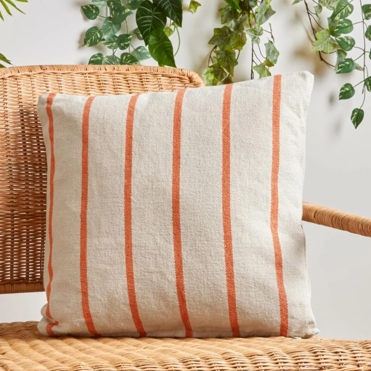 Coussin extérieur carré toile de coton (50 x 50 cm) Ocealys Corail