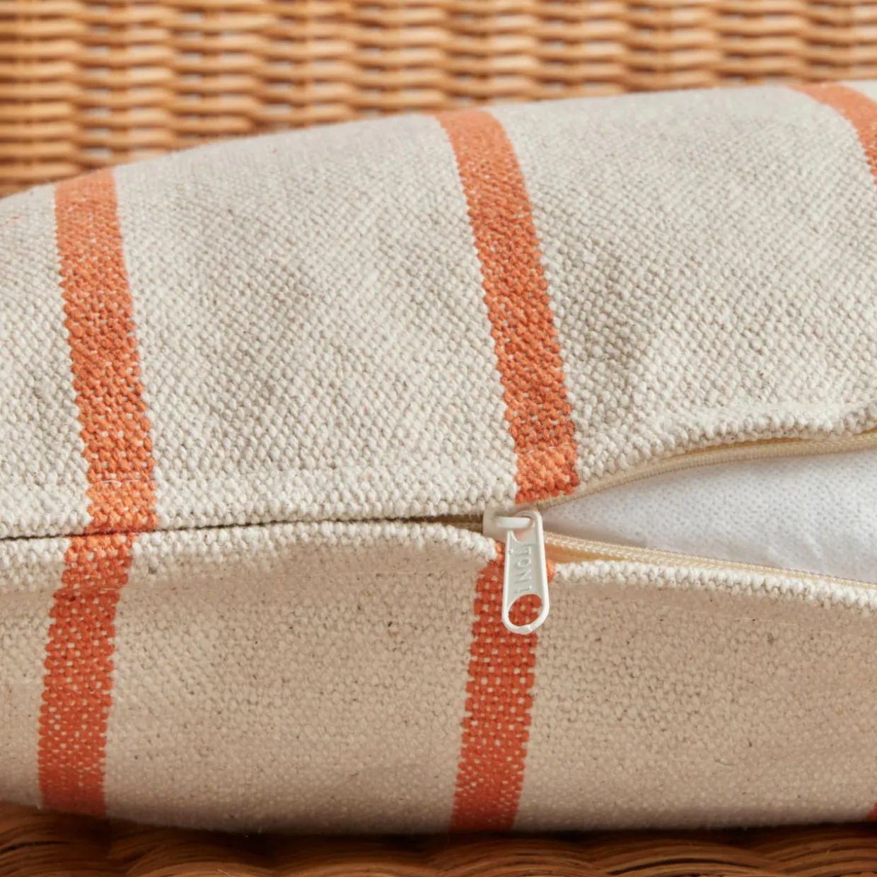 Coussin extérieur carré toile de coton (50 x 50 cm) Ocealys Corail