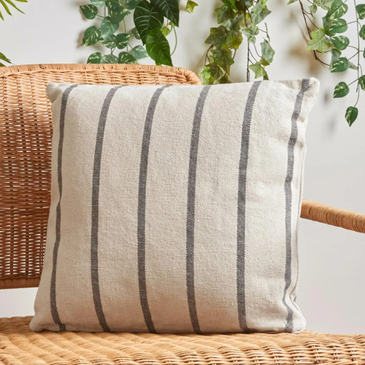 Coussin extérieur carré toile de coton (50 x 50 cm) Ocealys Gris anthracite