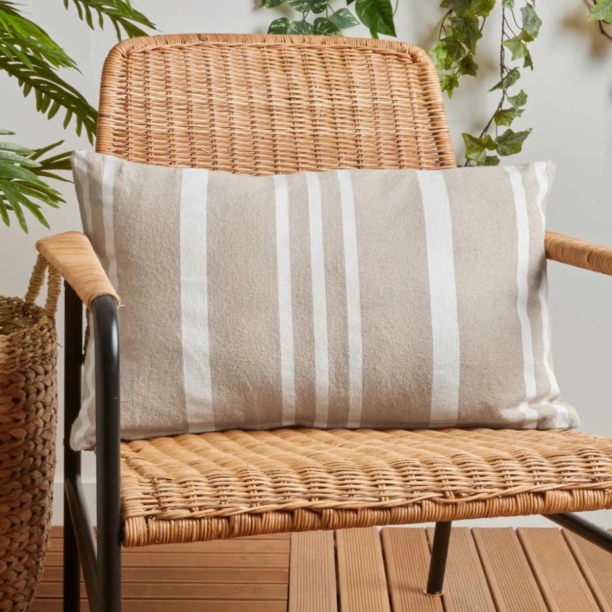 Coussin extérieur rectangulaire (40 x 60 cm) Nautira Ecru