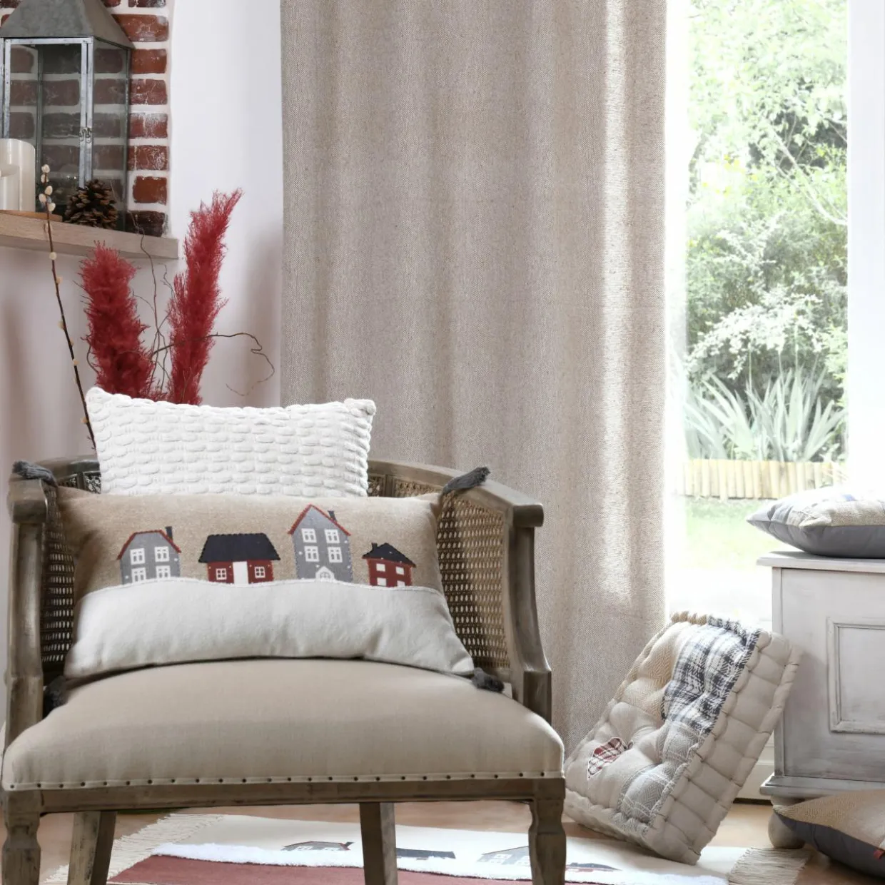 Coussin rectangulaire coton (30 x 50 cm) Cornouailles Beige