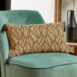 Coussin rectangulaire coton et jute (30 x 50 cm) Nama Noir