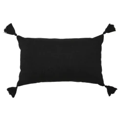 Coussin rectangulaire coton et jute (30 x 50 cm) Nama Noir