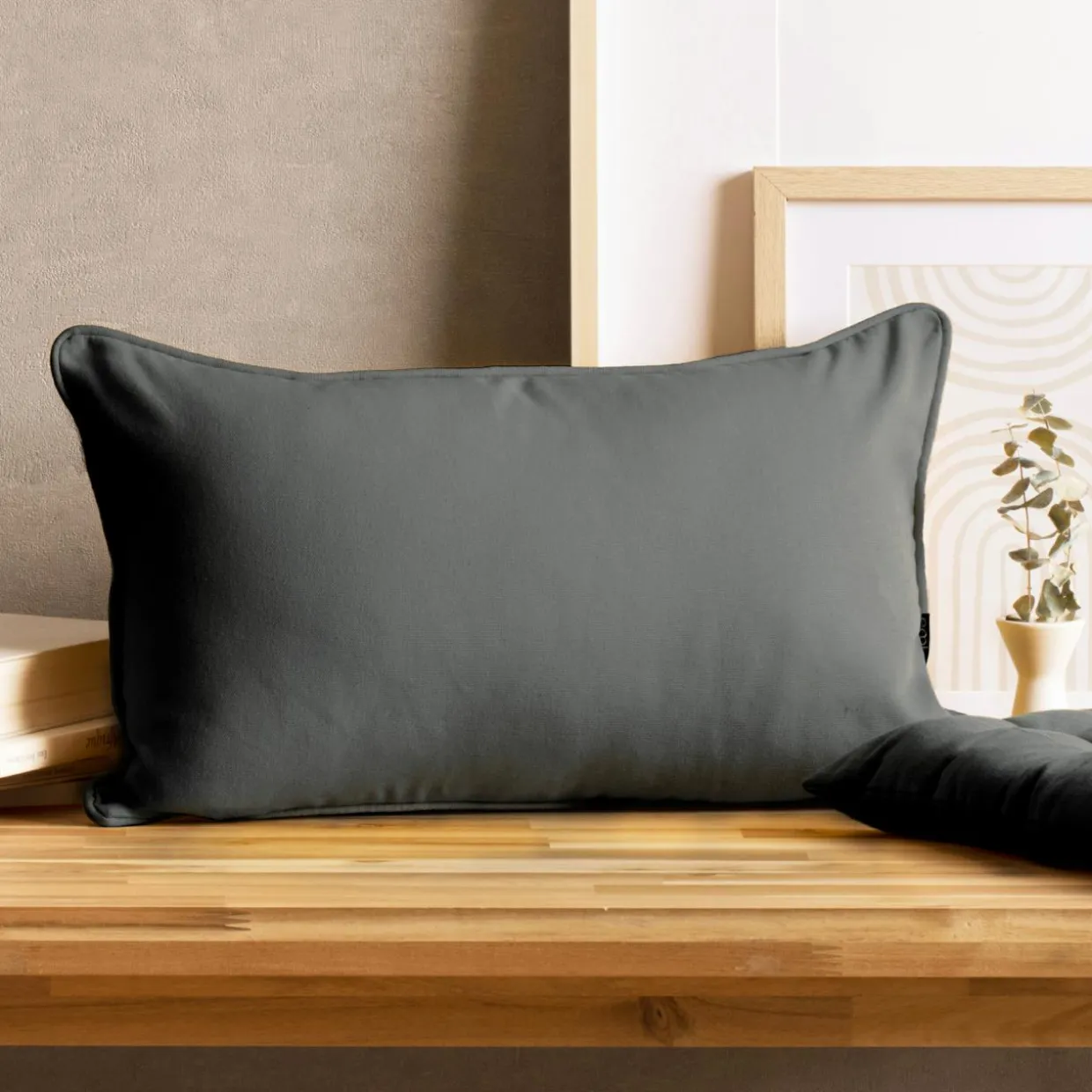 Coussin rectangulaire coton (30 x 50 cm) Pixel Gris anthracite