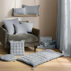 Coussin rectangulaire coton (40 x 60 cm) Pixel franges Gris