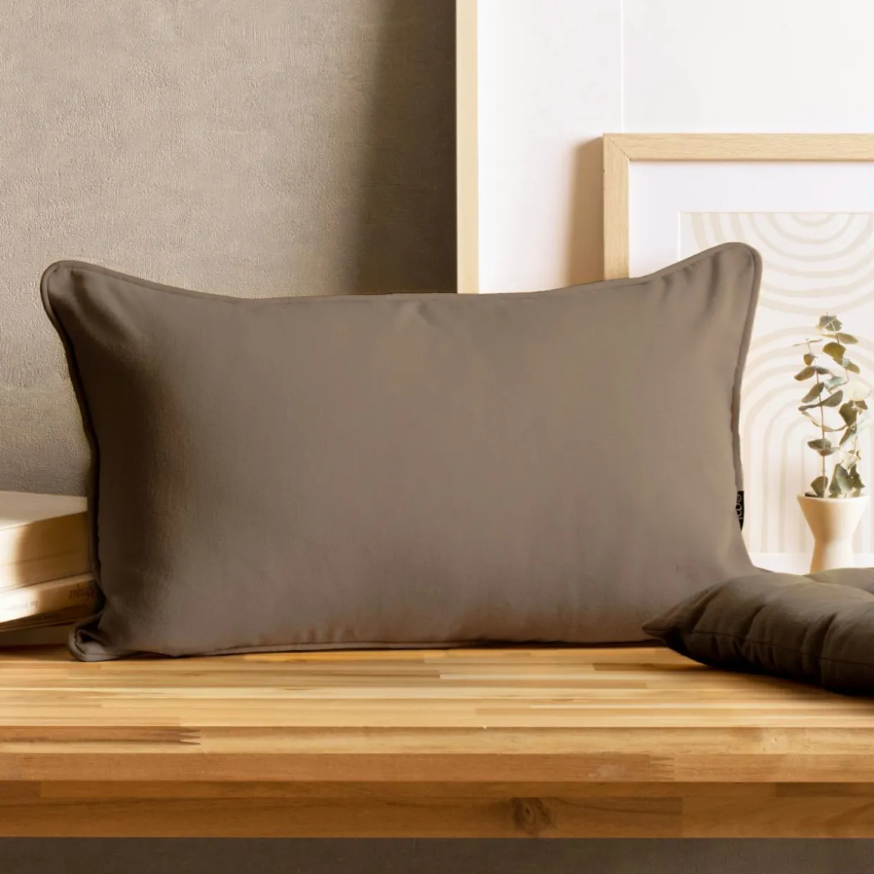 Coussin rectangulaire coton (30 x 50 cm) Pixel Taupe