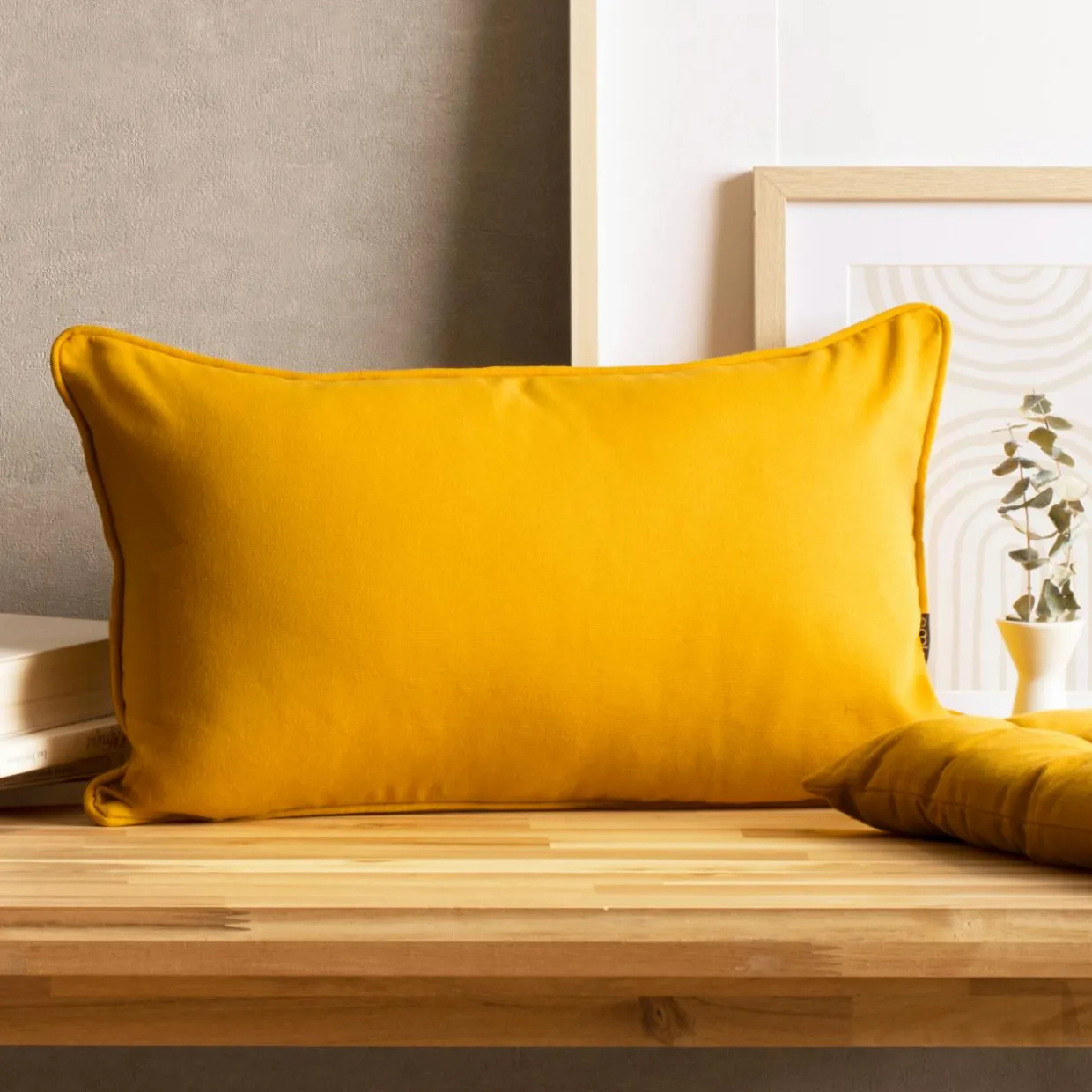 Coussin rectangulaire coton (30 x 50 cm) Pixel Jaune moutarde