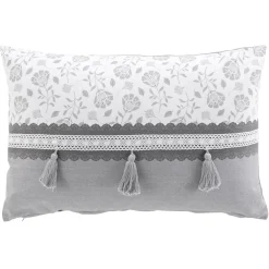 Coussin rectangulaire coton (40 x 60 cm) Flavie Gris