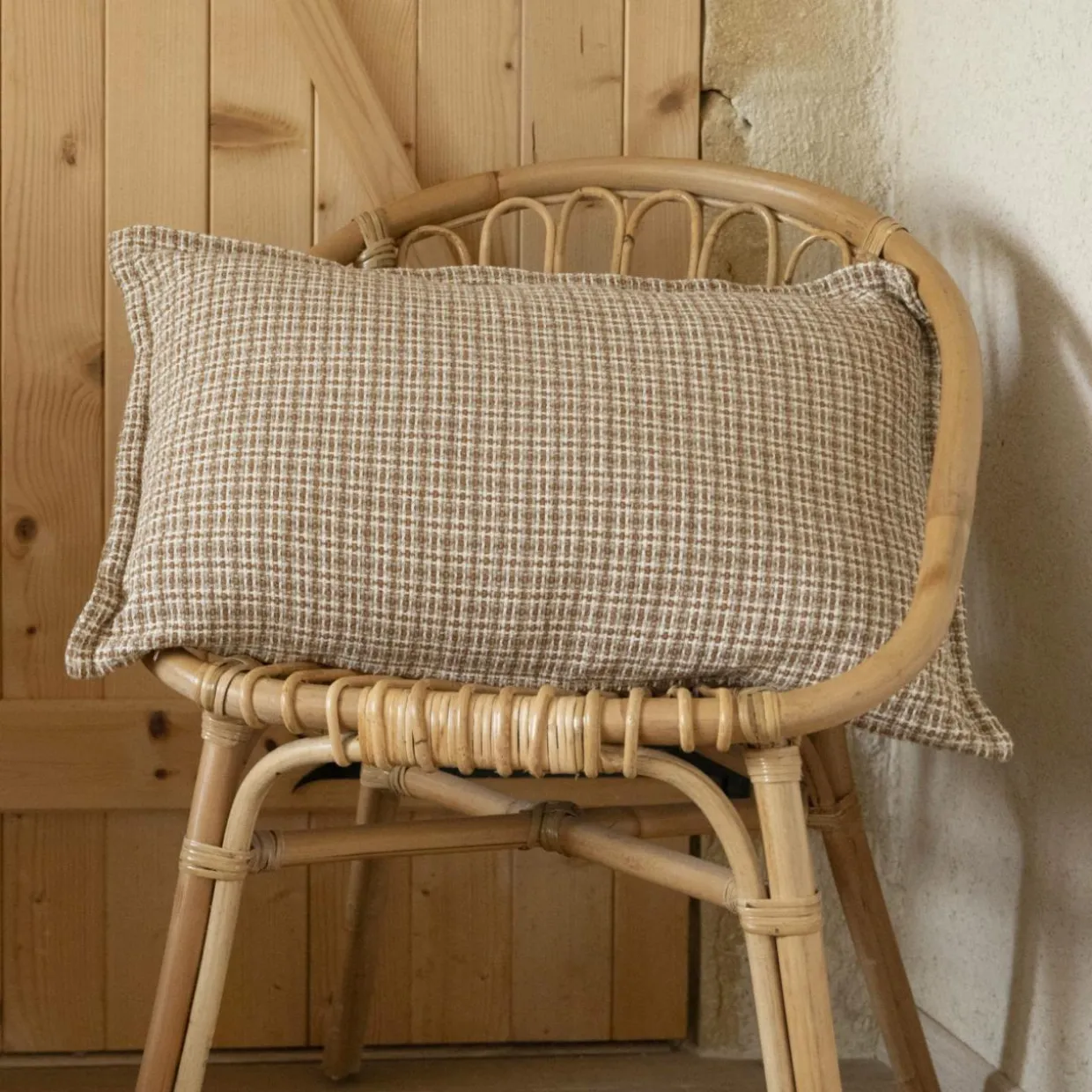 Coussin rectangulaire coton (50 x 80 cm) Marius Marron