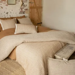 Coussin rectangulaire coton texturé (50 x 80 cm) Jamy Marron