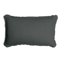 Coussin rectangulaire coton (40 x 60 cm) Pixel franges Gris anthracite