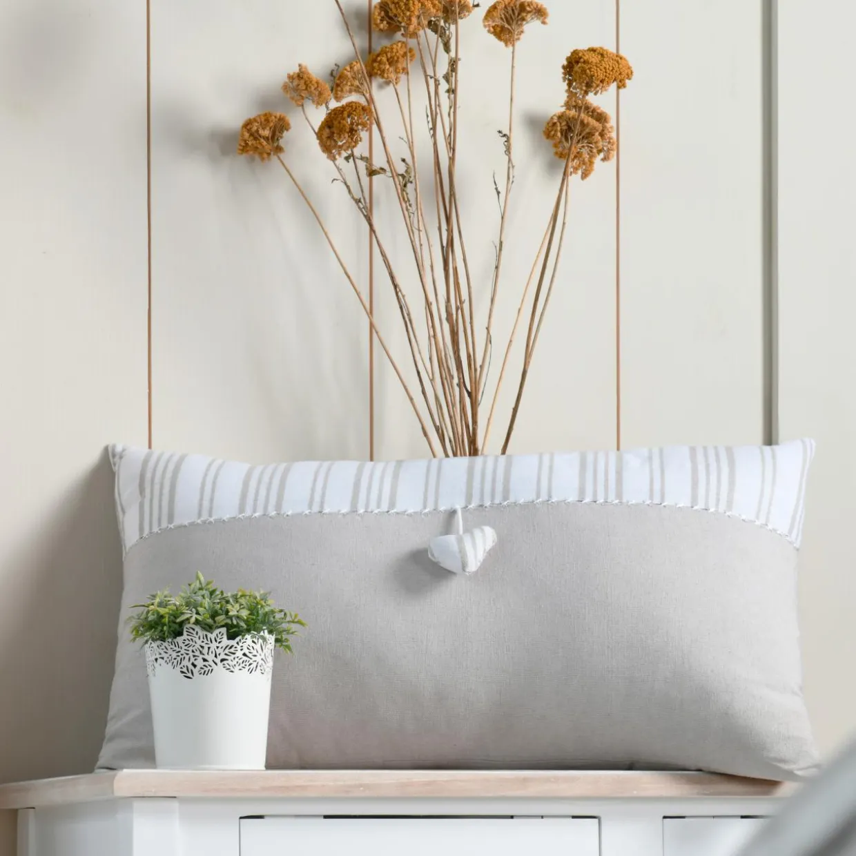 Coussin rectangulaire coton (35 x 60 cm) Josephine Ecru