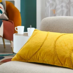 Coussin rectangulaire coton (30 x 50 cm) Blokken Jaune moutarde