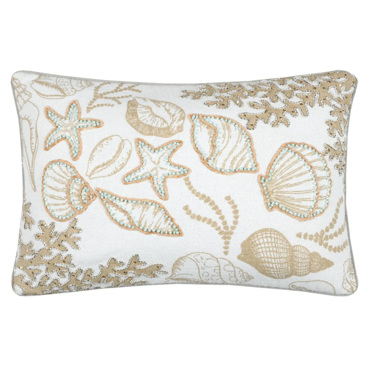 Coussin rectangulaire en coton (35 x 50 cm) Barbade Blanc